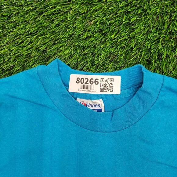 Vintage 80s Hanes Shirt M/L 20x28 Blue Jaguar Aztec Logo - Picture 11 of 14